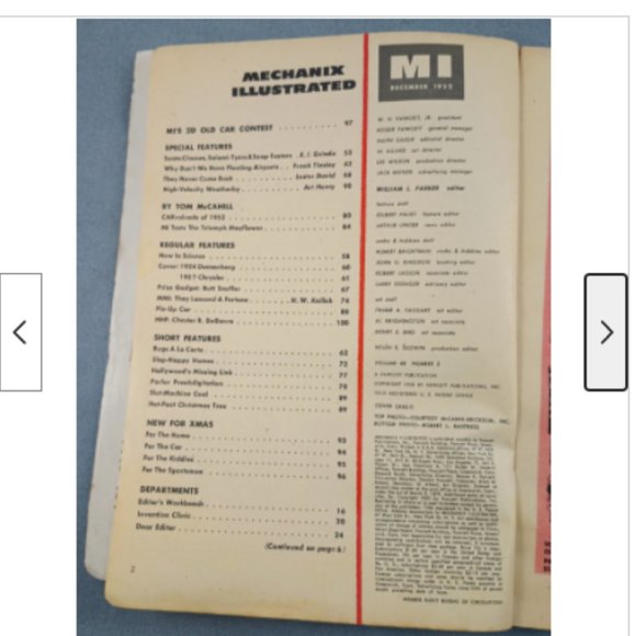 Mechanix Illus Magazine Dec 1952 Vtg Cars~Tiny Home Ideas~Drill Press Stand Plan - Picture 2 of 3